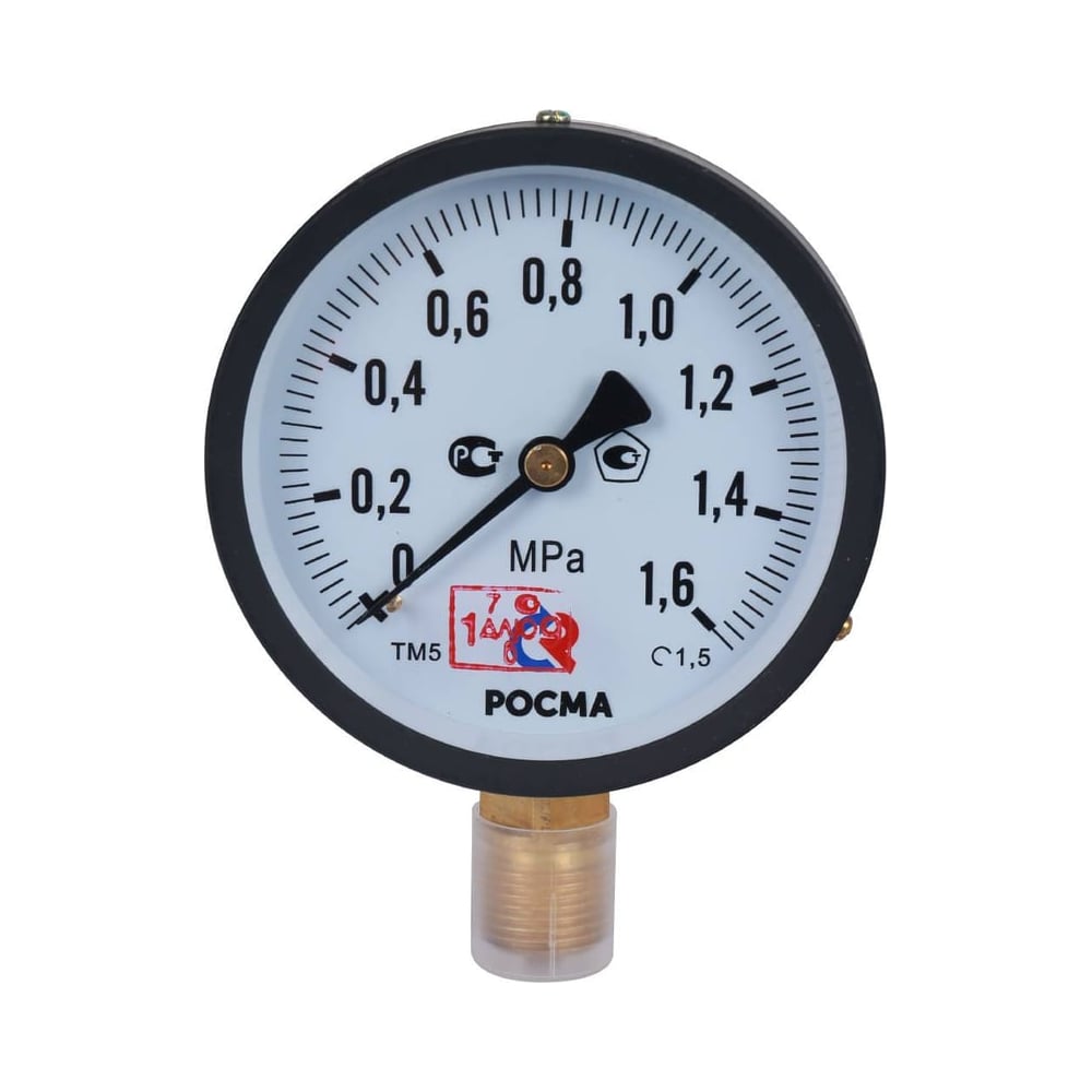 Манометр коррозионностойкий Росма ТМ-510Р.00(0-0,06MPa)G1/2, 1.5, З №.O2
МАНОМЕТР общетехнический 100 мм, Тип - ТМ-510Р, радиальное присоединение, 0-0,06MPa, резьба G1/2. УТ-00049217