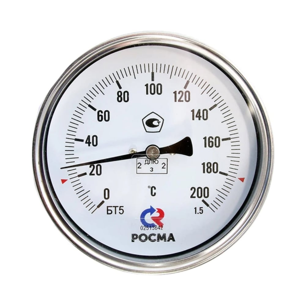 Термометр Росма БТ-51.212(0-160С)G1/2.250.1,5  биметаллический 100мм, Тип - БТ-51.212, осевое присоединение. защитной гильзой (нерж). Диапазон 0-160С. Резьба G1/2. Длина штока 250мм. Степень защиты IP54 УТ-00053502