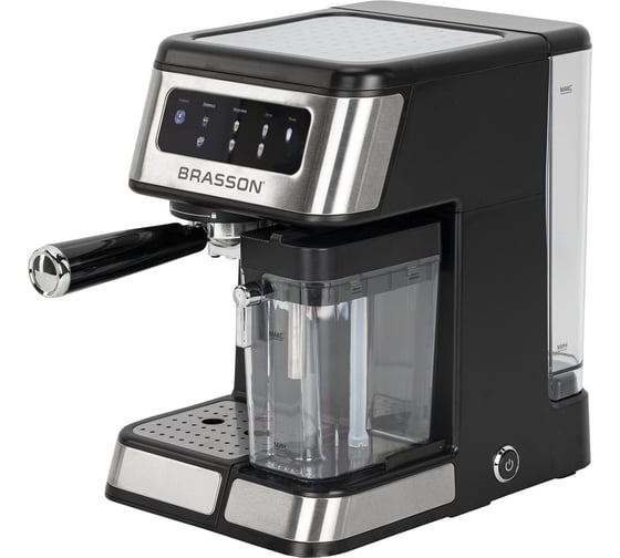 Изображение товара Кофеварка рожковая BRASSON CM-1830 со встроенным капучинатором, дисплей, 1250 Вт, 20 бар, 457885