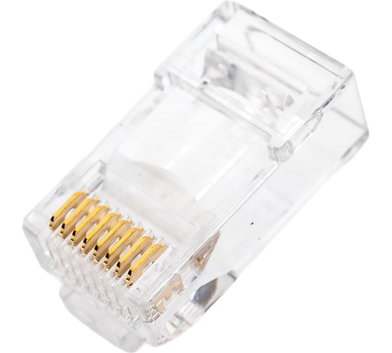 Изображение товара Коннектор NIKOMAX RJ45/8P8C, категория 6, 50мкд, универсальный, сквозной, 100 штук NMC-RJ88RZ50UE1-PT-100