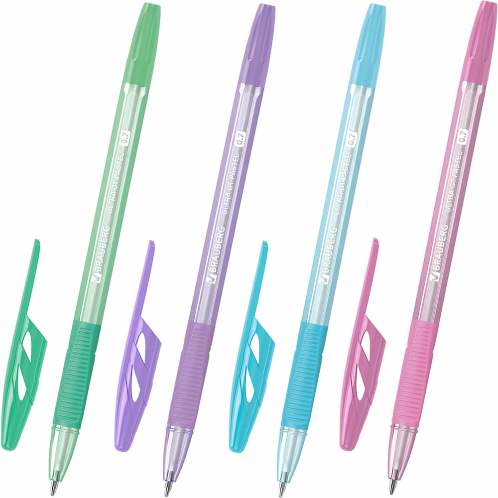 Ручка шариковая BRAUBERG с грипом ULTRA GT PASTEL, комплект 20 шт., синяя, линия 0.35 мм 144534
