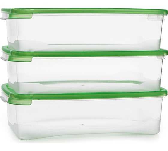 Изображение товара Комплект прямоугольных контейнеров для СВЧ ПОЛИМЕРБЫТ КАСКАД 0,7 л из 3 шт 4354001