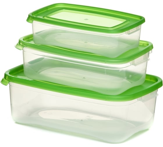 Изображение товара Комплект прямоугольных контейнеров для СВЧ ПОЛИМЕРБЫТ КАСКАД 0.7 л, 1.2 л, 2.2 л 3 шт 4359003