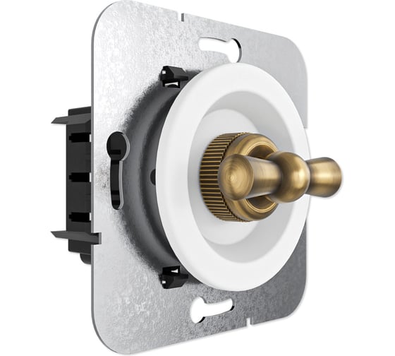 Изображение товара Выключатель поворотный двухклавшный для скрытого монтажа Мезонинъ ЛАХТА ПРЕСТИЖ БЕЛАЯ НОЧЬ/БРОНЗА GE35401-4036