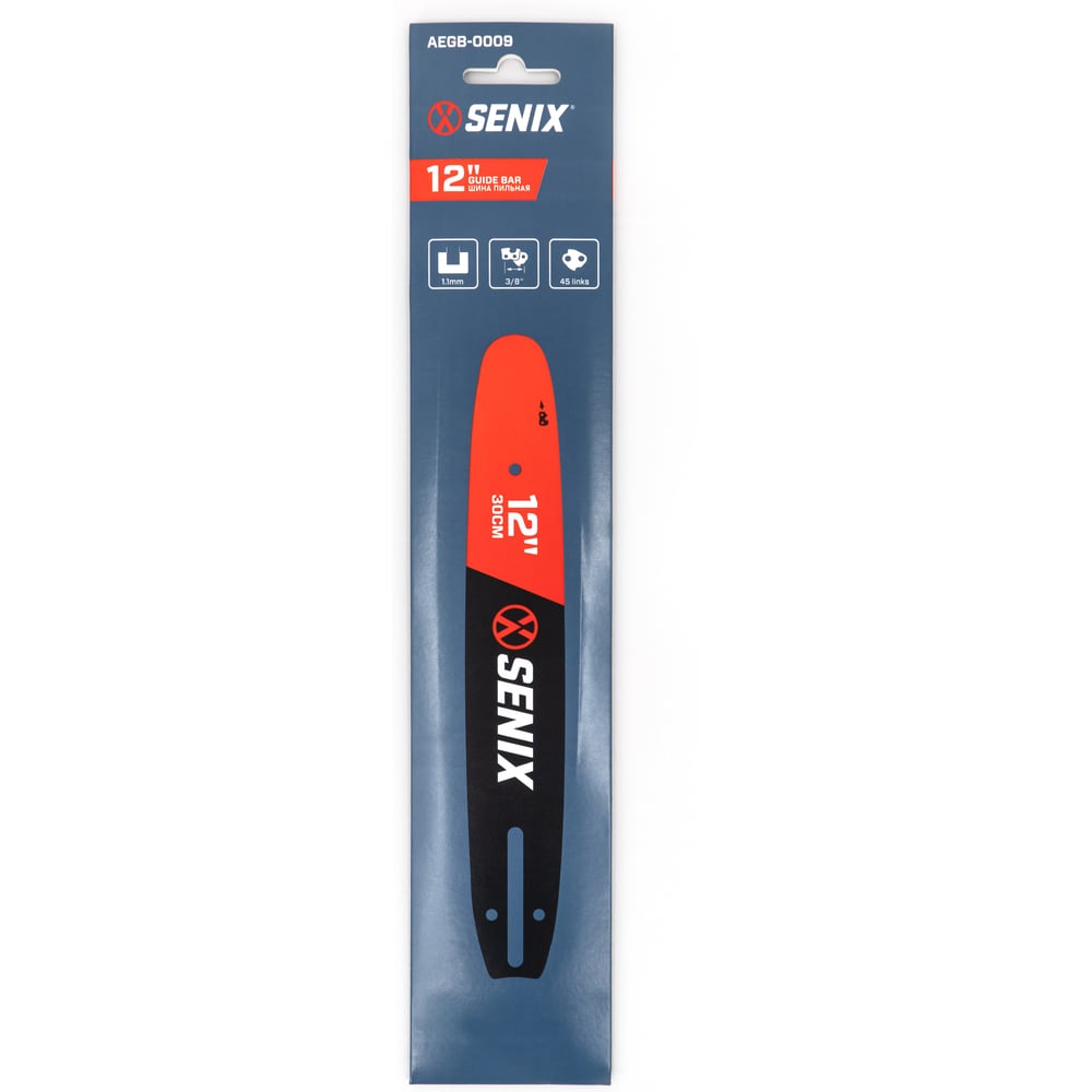 Изображение товара Шина пильная SENIX 12” (30 см), шаг 3/8”, паз 1.1 мм, 45 звеньев, для CSX2-M-EU / -0 AEGB-0009 Изображение товара Шина пильная SENIX 12” (30 см), шаг 3/8”, паз 1.1 мм, 45 звеньев, для CSX2-M-EU / -0 AEGB-0009