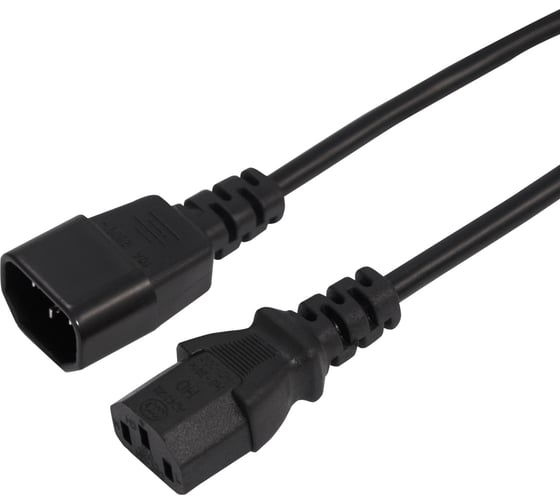 Изображение товара Шнур сетевой REXANTIEC 320 C13 – IEC 320 C14 3x0,75мм2, 6А, длина 1,2м 04-2722