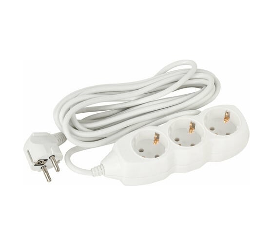 Изображение товара Сетевой удлинитель SONNEN U-135G, 3 розетки, c заземлением, 10 А, 5 м, 511433