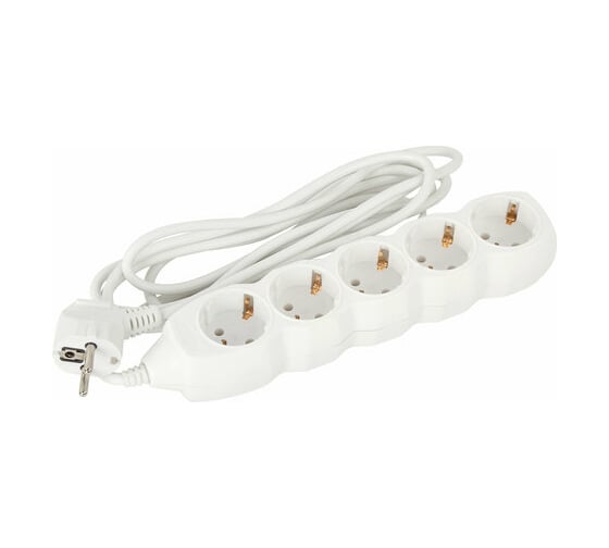 Изображение товара Сетевой удлинитель SONNEN U-153G, 5 розеток, c заземлением, 10 А, 3 м, 511436