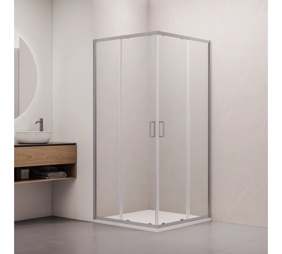 Изображение товара Душевой уголок RGW 90x90x185 CL-34-S NEW Квадрат/Сатин/Прозрачное/5 мм 38093499-111
