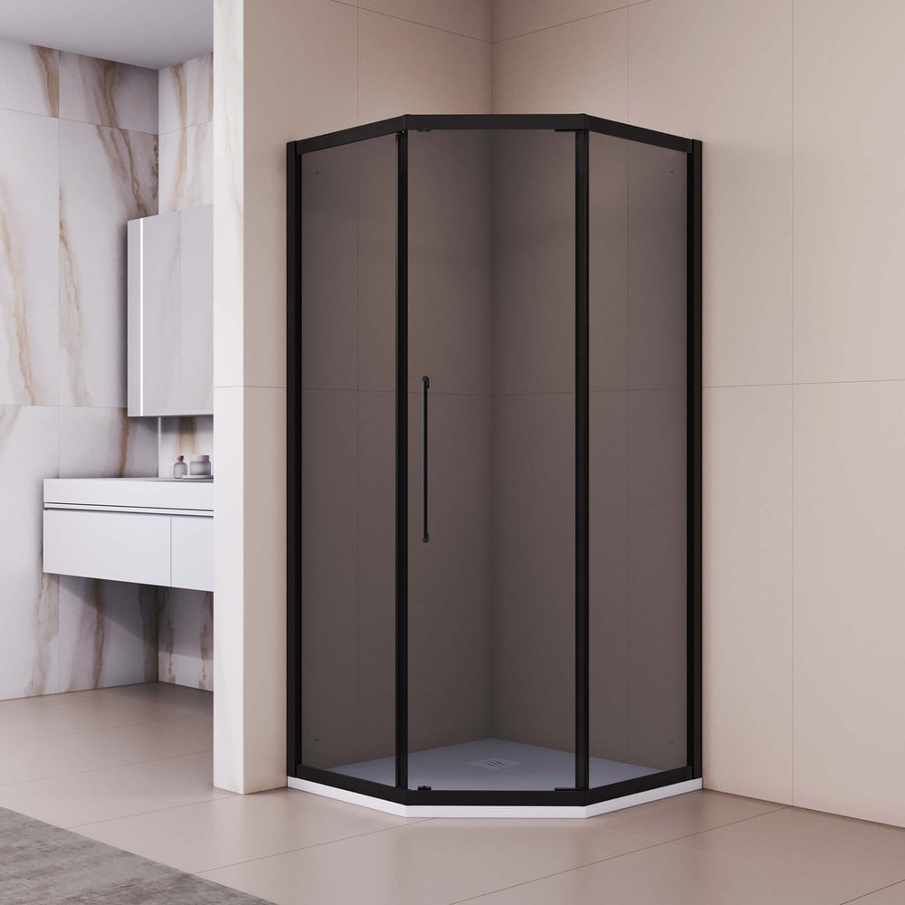 Душевой уголок RGW 90x90x195 PA-86-B NEW Трапеция/Чёрный/Тонированное(серое)/6 мм 38088699-34N