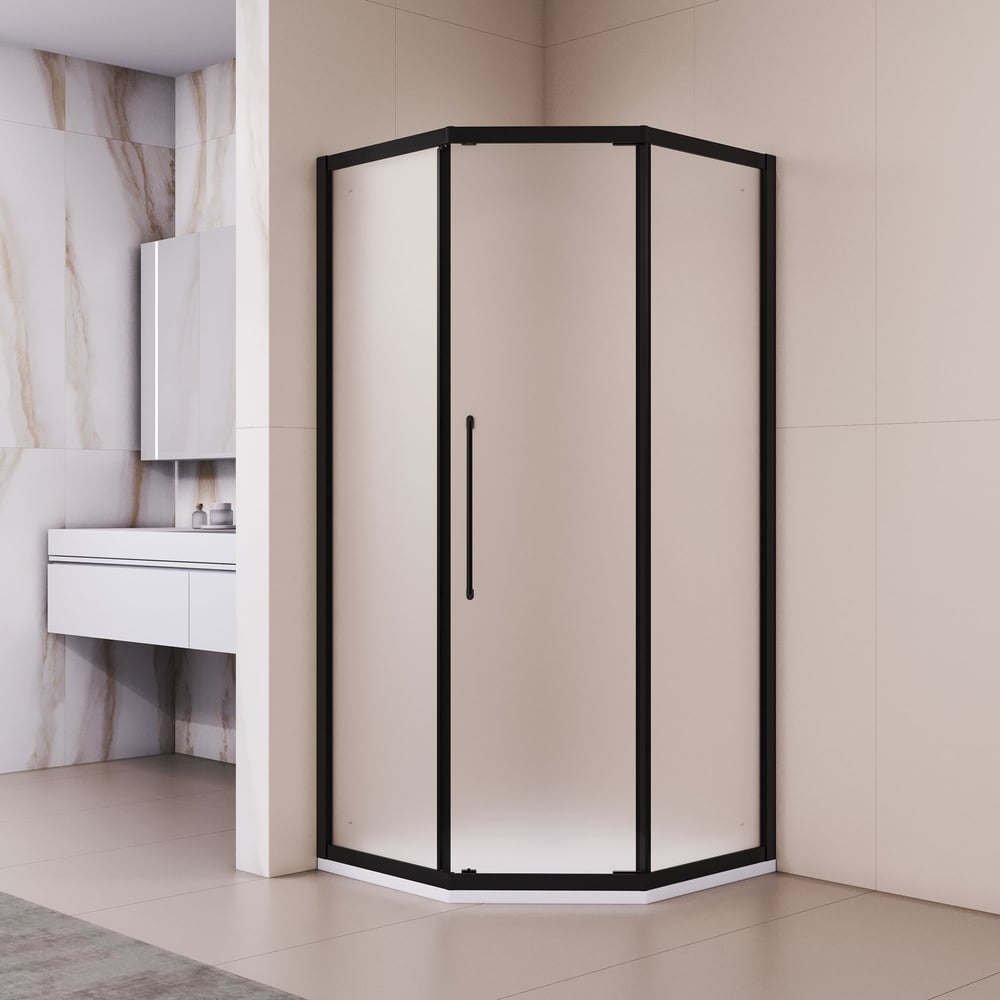 Душевой уголок RGW 90x90x195 PA-86-B NEW Трапеция/Чёрный/Матовое/6 мм 38088699-24N