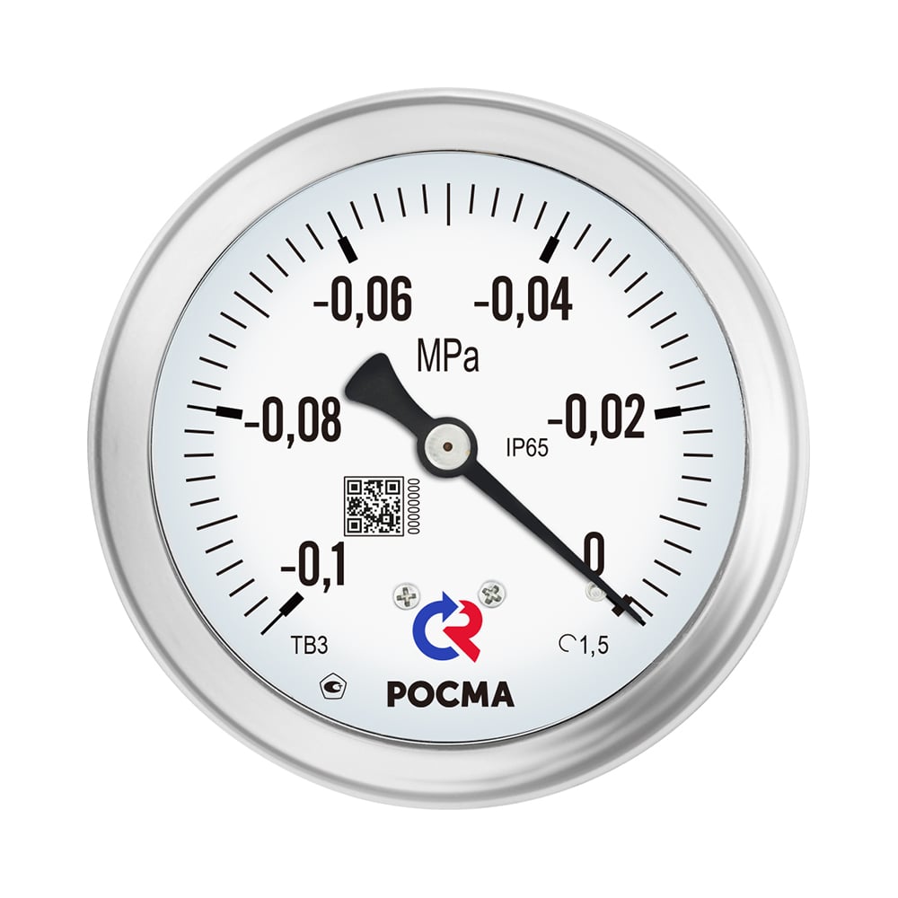 Вакуумметр виброустойчивый РОСМА 63мм, ТВ-320Р, радиальный, диапазон -0,1-0MPa. 00000025777