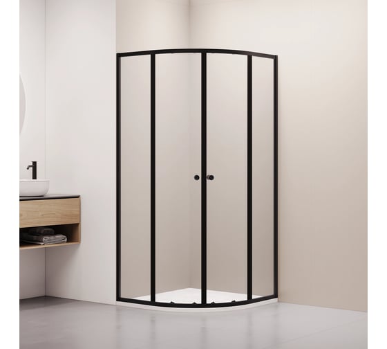 Изображение товара Душевой уголок RGW 90x90x185 CL-54-B NEW Полукруг/Чёрный/Прозрачное/5 мм 38095499-14