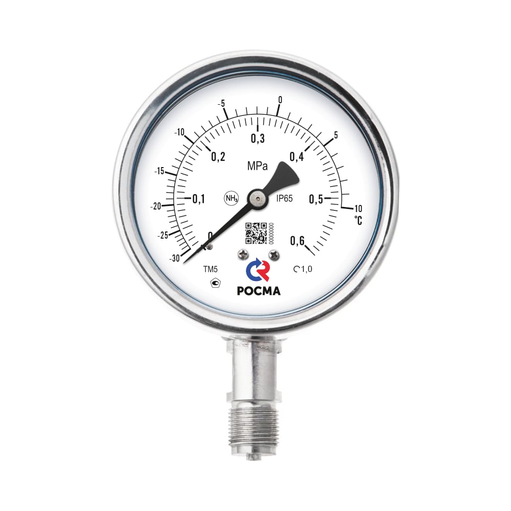 Мановакуумметр коррозионностойкий виброустойчивый РОСМА 100мм, ТМВ-521Р, радиальный, диапазон -0,1-0,9MPa. УТ-00051427