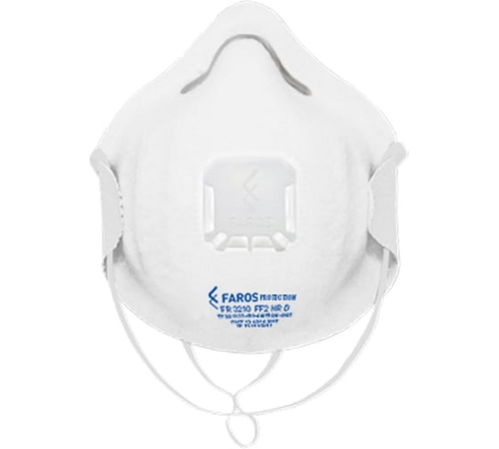 Изображение товара Полумаска фильтрующая для защиты от аэрозолей FAROS PROTECTION FR 3210 FFP2 NR D, с клапаном выдоха, STANDART (10шт в уп) 00-00002634