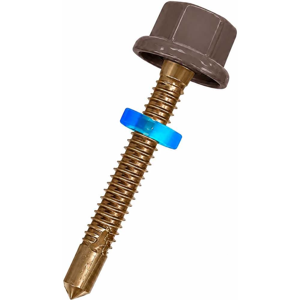 Саморез кровельный GRUM с нейлоновым колпачком 5,5х32 RAL8017 (200) УТ-00004361