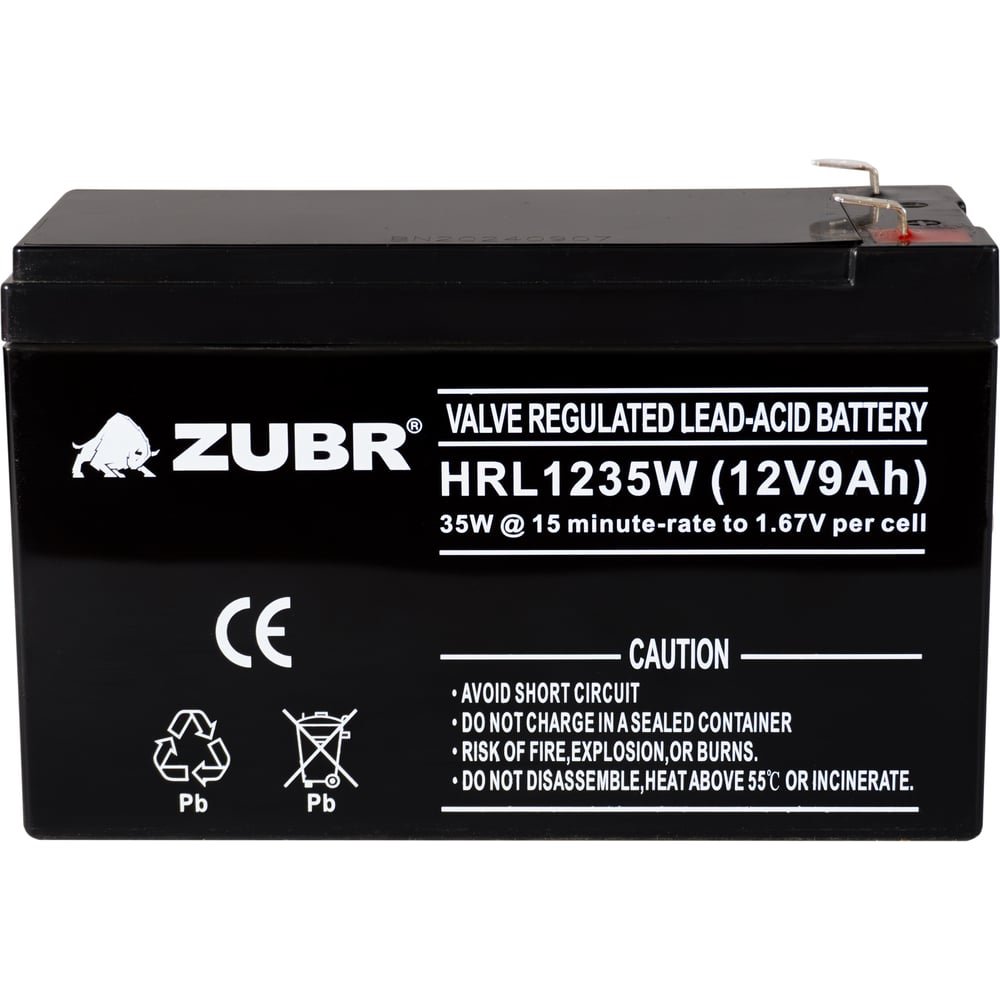 Изображение товара Аккумулятор ZUBR HRL 12-35W AGM 9 А*ч для авто и резервных систем