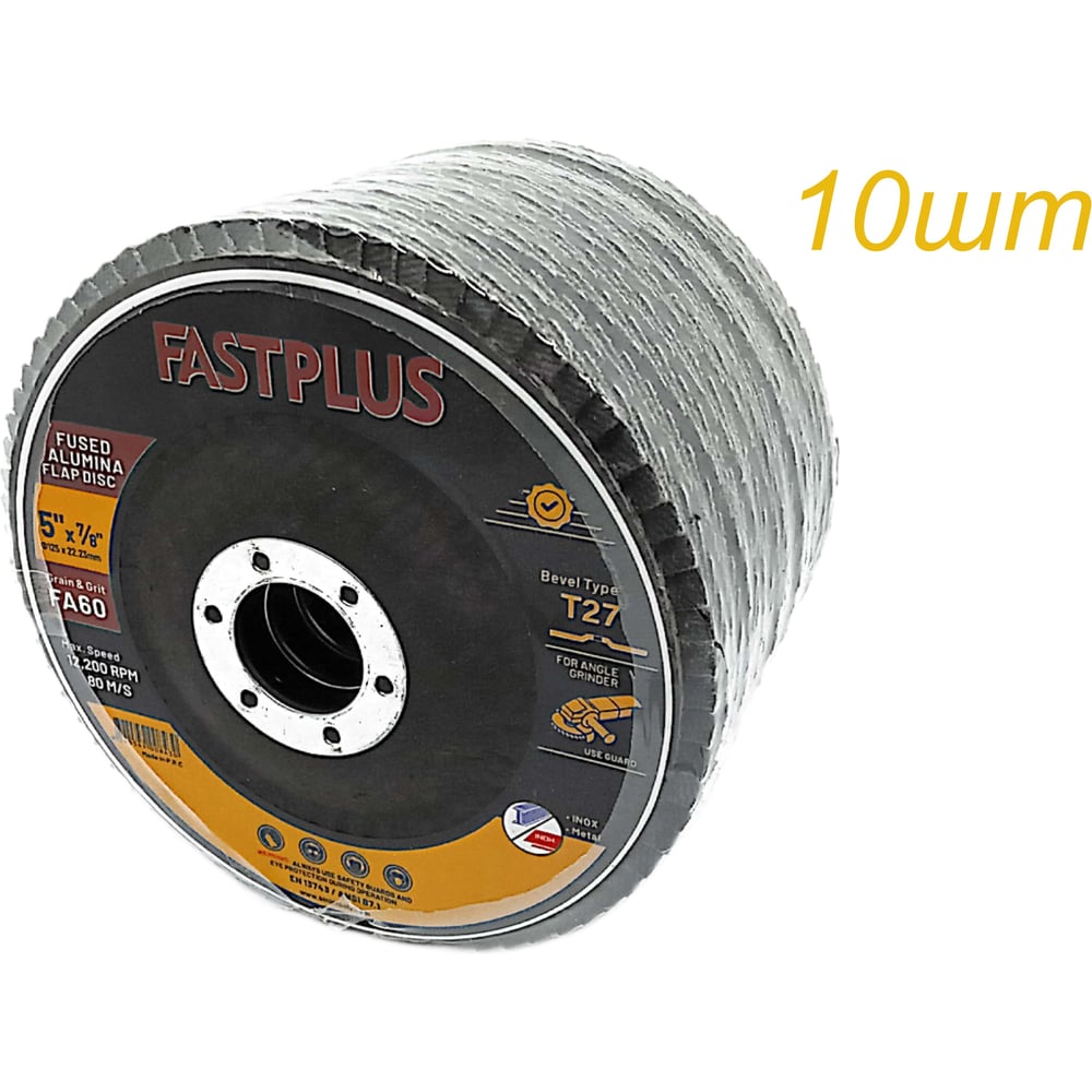 Круг лепестковый торцевой BINIC КЛТ1 FASTPLUS 125x22мм P60 Aox плоский 10шт 101573