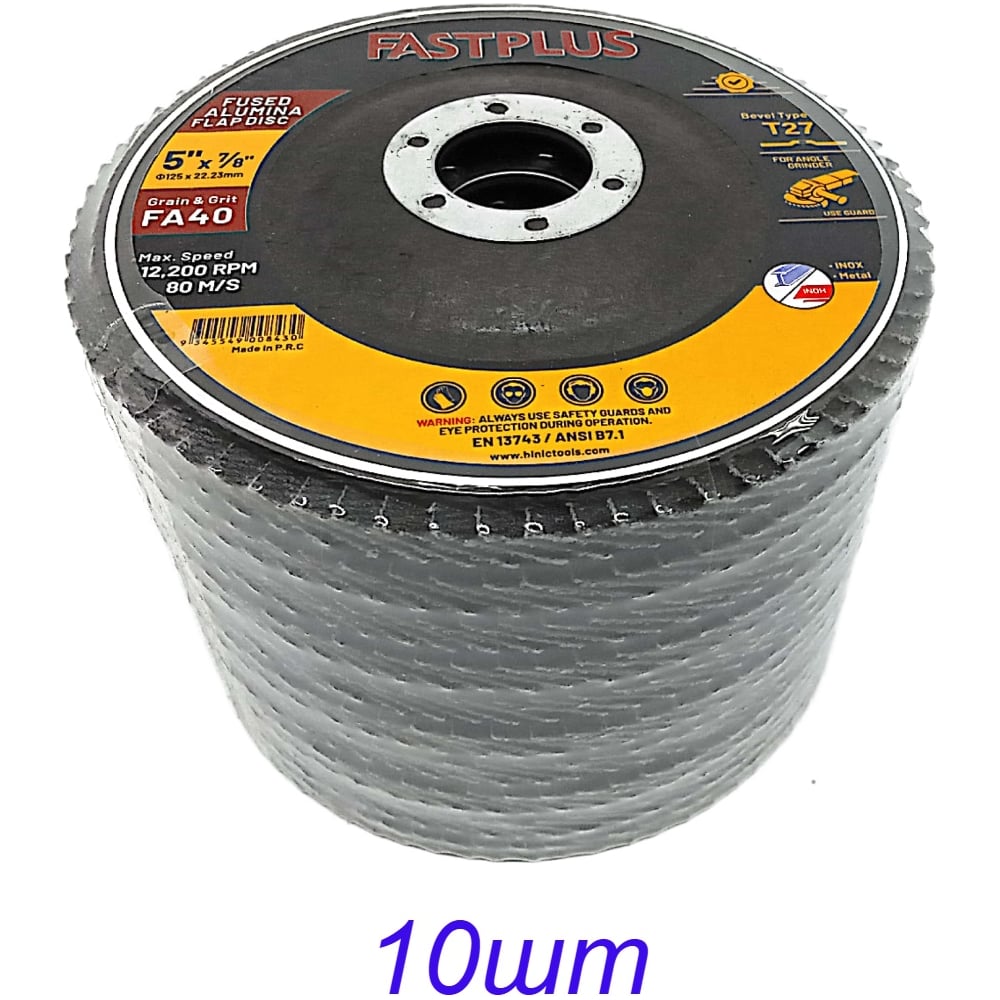 Круг лепестковый торцевой BINIC КЛТ1 FASTPLUS 125x22мм P40 Aox плоский 10шт 101575