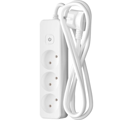 Изображение товара Удлинитель сетевой для розетки, 10А, 2 метра, 3 розетки, с выключателем, ФОТОН, белый 24745