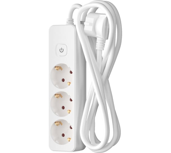Изображение товара Удлинитель сетевой ФОТОН 3м, 3 розетки 16А с выключателем, с заземлением, белый 24752