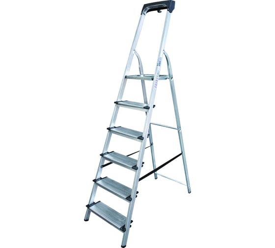 Изображение товара Стальная стремянка с алюминиевыми ступенями 130 мм и органайзером Новая Высота 1x6 1138106