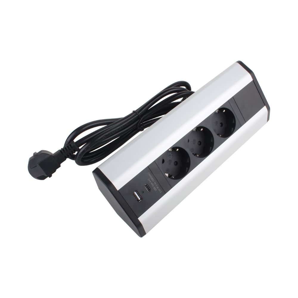 Блок розеток DORI 3+USB-A+USB-C, накладной угловой 51712