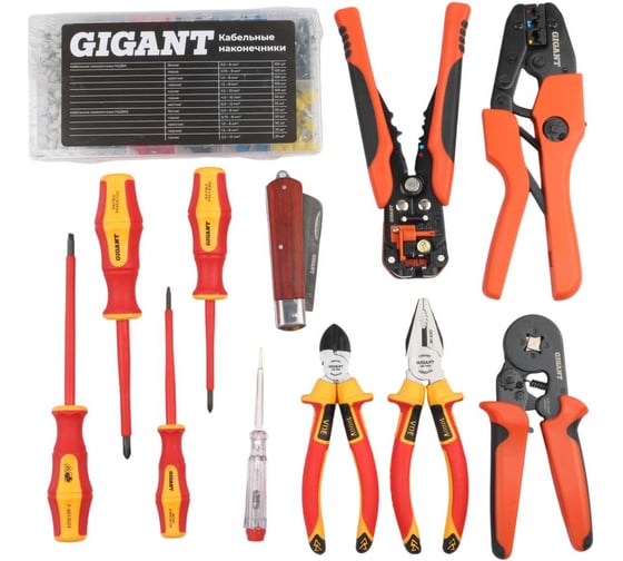 Изображение товара Набор электромонтажника Gigant 13 предметов VDE 1000В ELS13-1