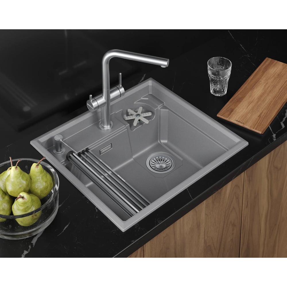 Кухонная мойка Granula KS-, кварц, RINZER 5807R, АЛЮМИНИУМ