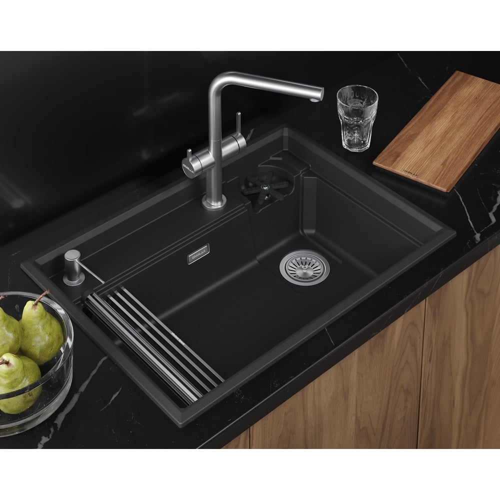 Изображение товара Кварцевая кухонная мойка RINZER KS-7308R черная Изображение товара Кварцевая кухонная мойка RINZER KS-7308R черная