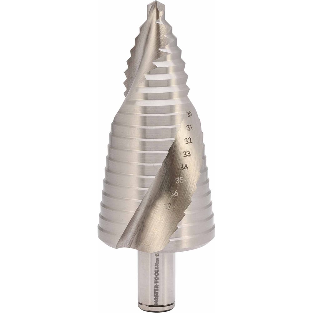 Сверло ступенчатое спиральное MASTER-TOOL 6-40мм HSSE-Co5 19ступ. L105мм 101097EPRO