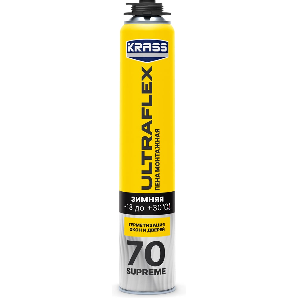Пена монтажная KRASS ULTRAFLEX 70 Supreme пистолетная, зимняя 0,89л ЛА-00006064