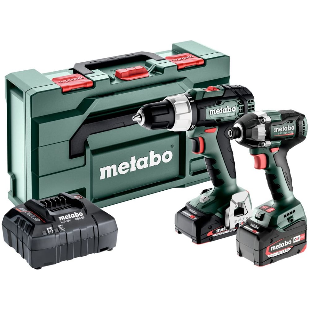 Изображение товара Аккумуляторный комплект Metabo 18 В с 2 инструментами и кейсом Изображение товара Аккумуляторный комплект Metabo 18 В с 2 инструментами и кейсом