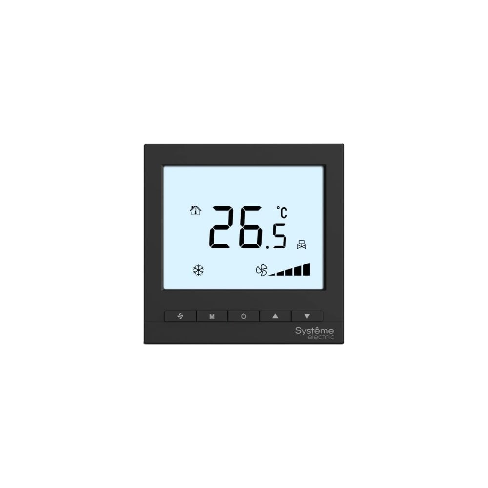 Изображение товара Термостат комнатный цифровой Systeme Electric О/Н/В/А для 4тр 3ск FCU и 2-поз.клап, 1UI 5DO Modbus ⏦230В BS чер RTF4IMLB Изображение товара Термостат комнатный цифровой Systeme Electric О/Н/В/А для 4тр 3ск FCU и 2-поз.клап, 1UI 5DO Modbus ⏦230В BS чер RTF4IMLB