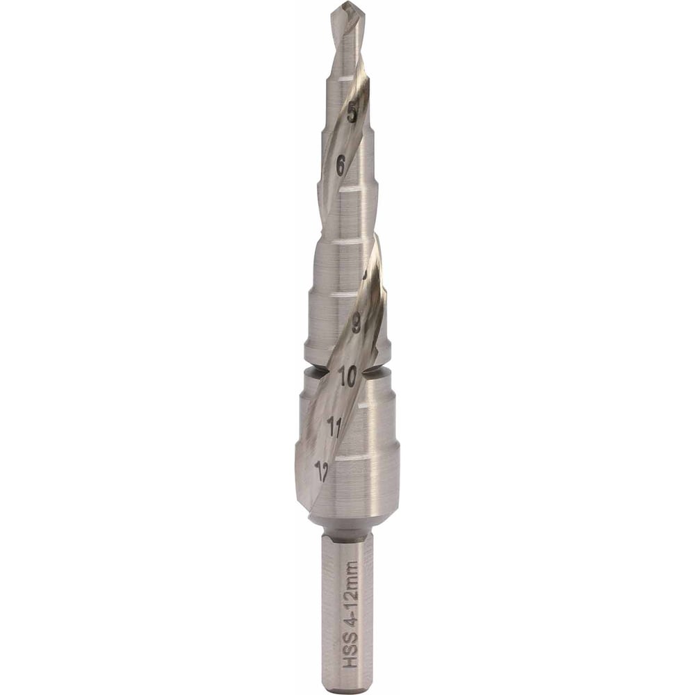 Сверло ступенчатое спиральное MASTER-TOOL 4-12мм HSS-G 9ступ. L80мм 101050-9PRO