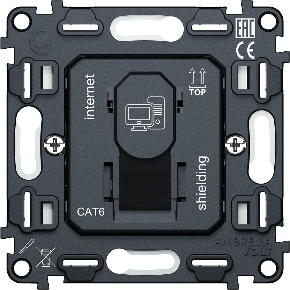Изображение товара Компьютерная розетка Ambrella VOLT CAT6A IP20 для встраиваемого монтажа Изображение товара Компьютерная розетка Ambrella VOLT CAT6A IP20 для встраиваемого монтажа