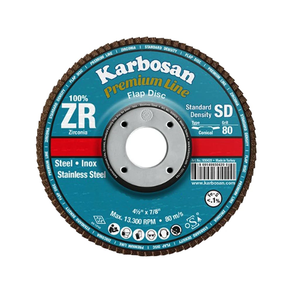 Круг лепестковый SAMGRUPP КЛТ 180х22/Р60 Karbosan Premium Line ZR SD Flap Конический INOX KAR-983940