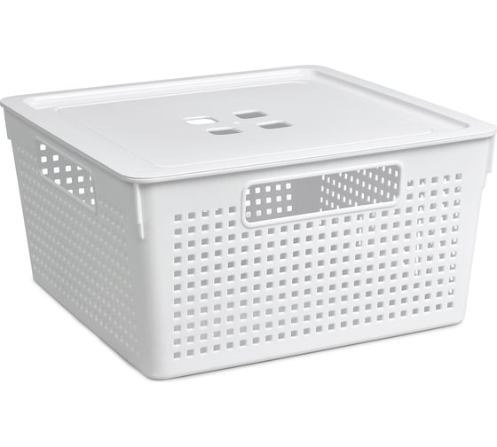 Изображение товара Коробка для хранения Violet Лофт квадратная с крышкой 11 л белый 6911106