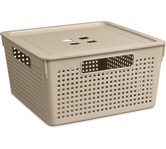 Изображение товара Коробка для хранения Violet Лофт квадратная с крышкой 11 л латте 6911120