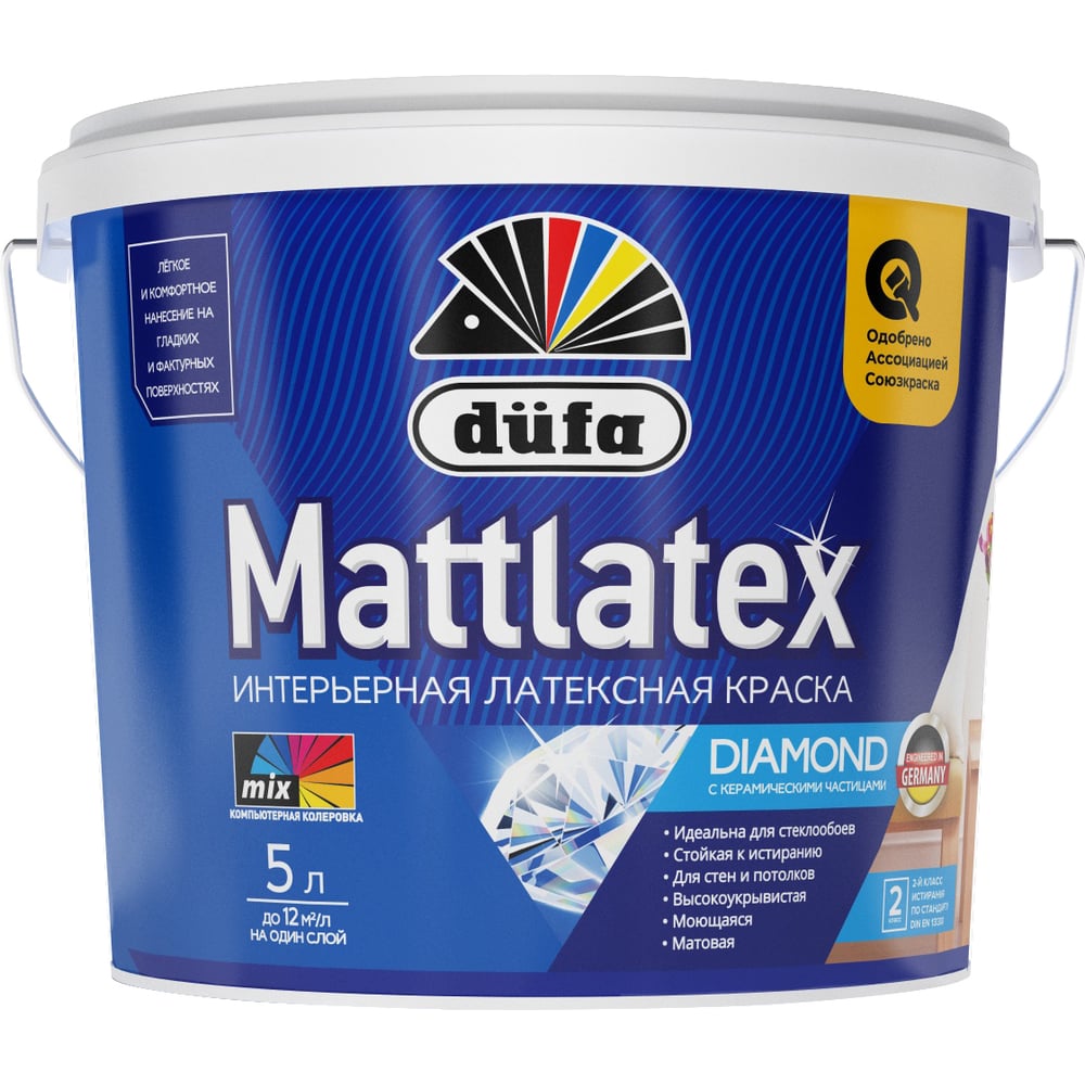 Изображение товара ВД краска Dufa MATTLATEX RD100 5л МП00-015356 Изображение товара ВД краска Dufa MATTLATEX RD100 5л МП00-015356