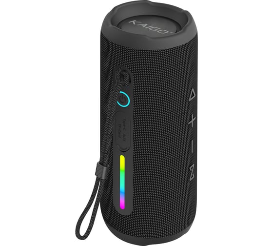 Изображение товара Колонка портативная ОФИСМАГ KAIGO BT16T, 10 Вт, Bluetooth, Micro SD, AUX, RGB, TWS, IPX7, черная, 514225