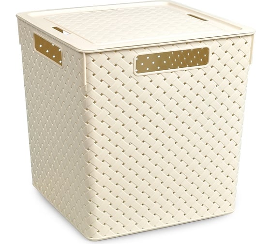 Изображение товара Коробка для хранения Violet Береста квадратная с крышкой 23 л слоновая кость 6823126