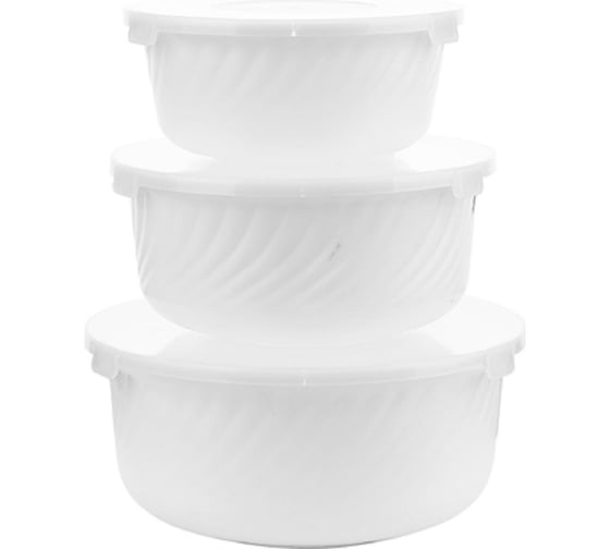 Изображение товара Набор салатников BONJART с крышками 3 шт белая СП1579