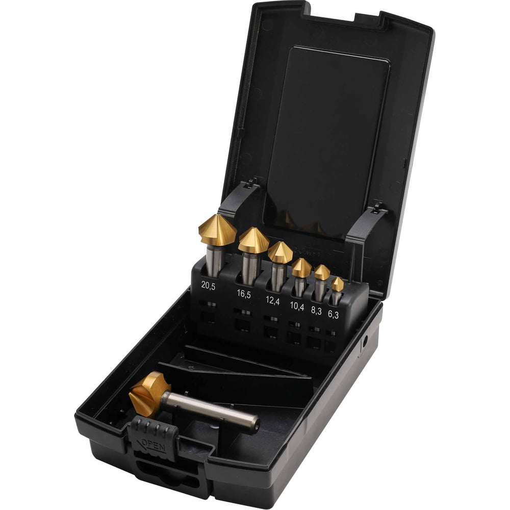 Набор зенковок MASTER-TOOL 90гр. 6.3-25мм 3z DIN335C HSS-G TiN 7шт 102153TPRO