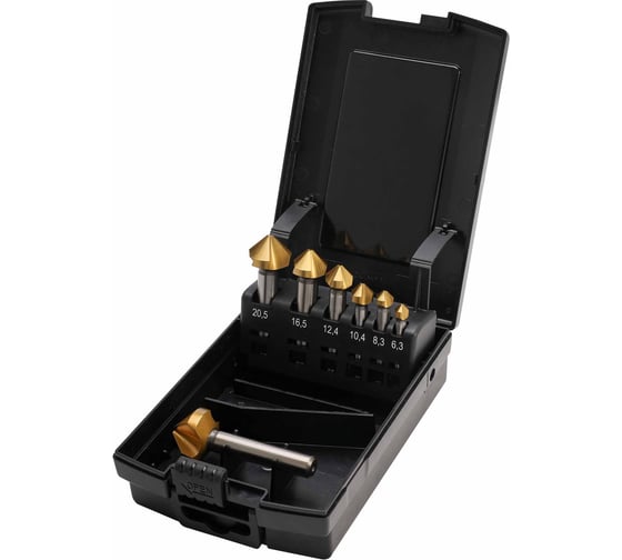 Изображение товара Набор зенковок MASTER-TOOL 90гр. 6.3-25мм 3z DIN335C HSS-G TiN 7шт 102153TPRO