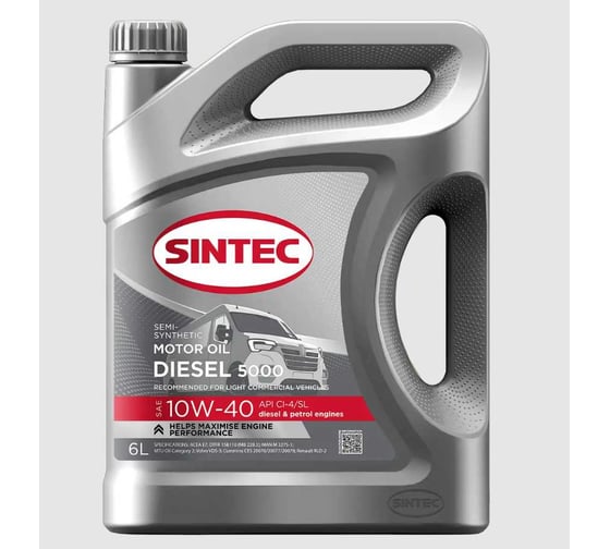 Изображение товара Масло моторное полусинтетическое Sintec Diesel 5000 SAE 10W-40 API CI-4/SL 6л 105538