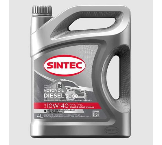 Изображение товара Масло моторное полусинтетическое Sintec Diesel 5000 SAE 10W-40 API CI-4/SL 4л 106121