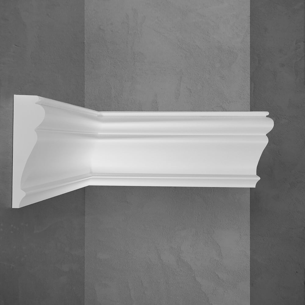 Изображение товара Потолочный плинтус Stenopol подходит к натяжным потолкам 85х25х2000 мм под покраску C7152