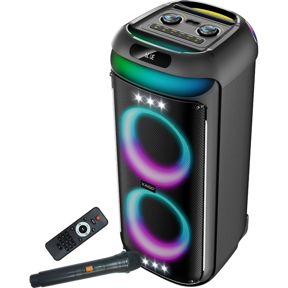 Портативная аудиосистема ОФИСМАГ KAIGO GE-P28A, микр. и пульт,80Вт,EQ,Bluetooth,USB,Micro SD,AUX,LED, 514227
