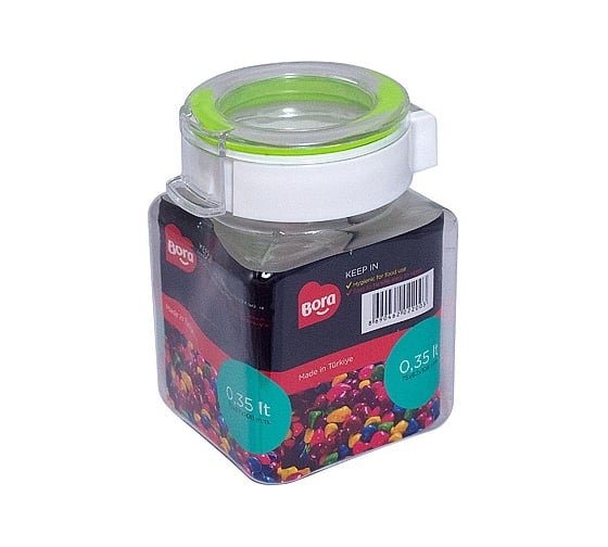 Изображение товара Квадратный контейнер BORA 0.35 л ДхШхВ 75x67x108 мм полоса салатовая пластик ПЛ-BO2200s